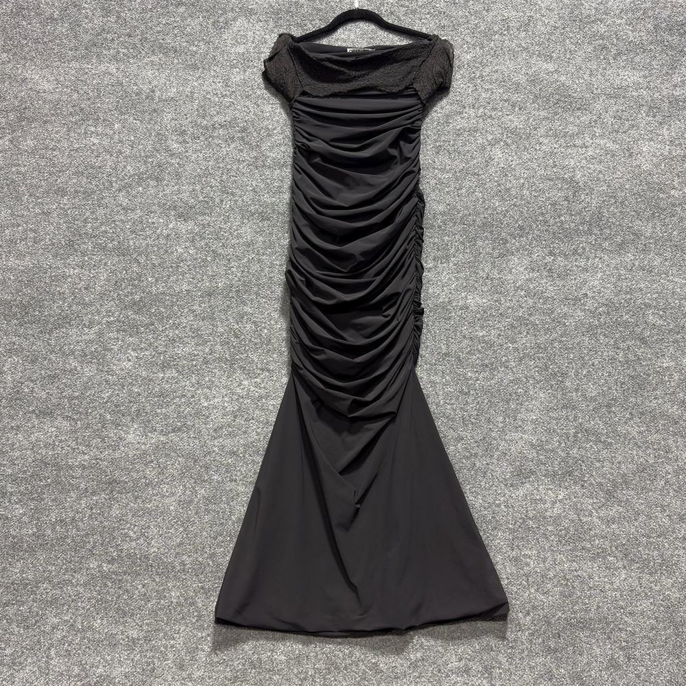 Chiara Boni La Petite Robe Dress Womens IT 40 4 Black Ruched Mermaid Gown